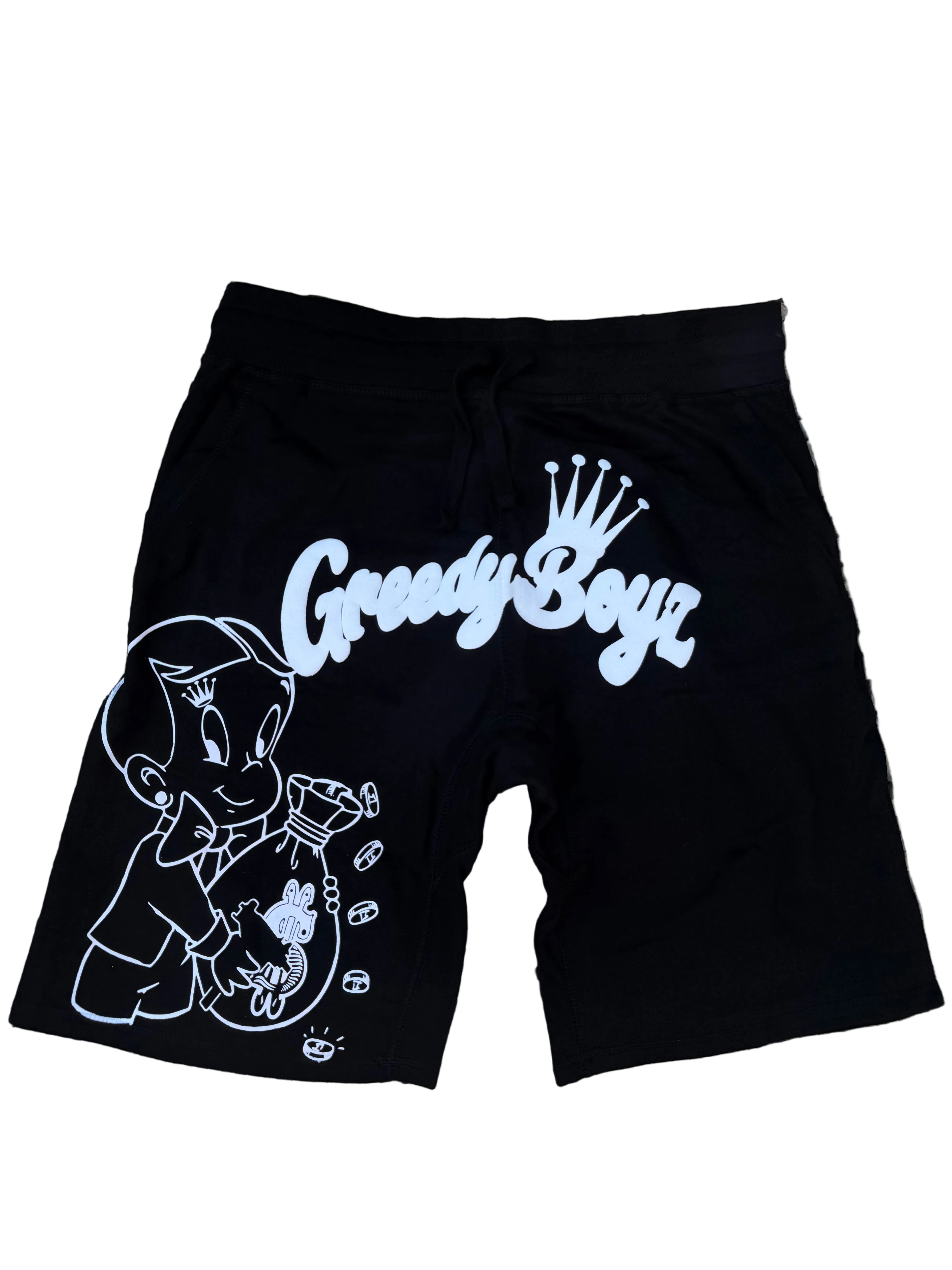White GreedyBoyz shorts