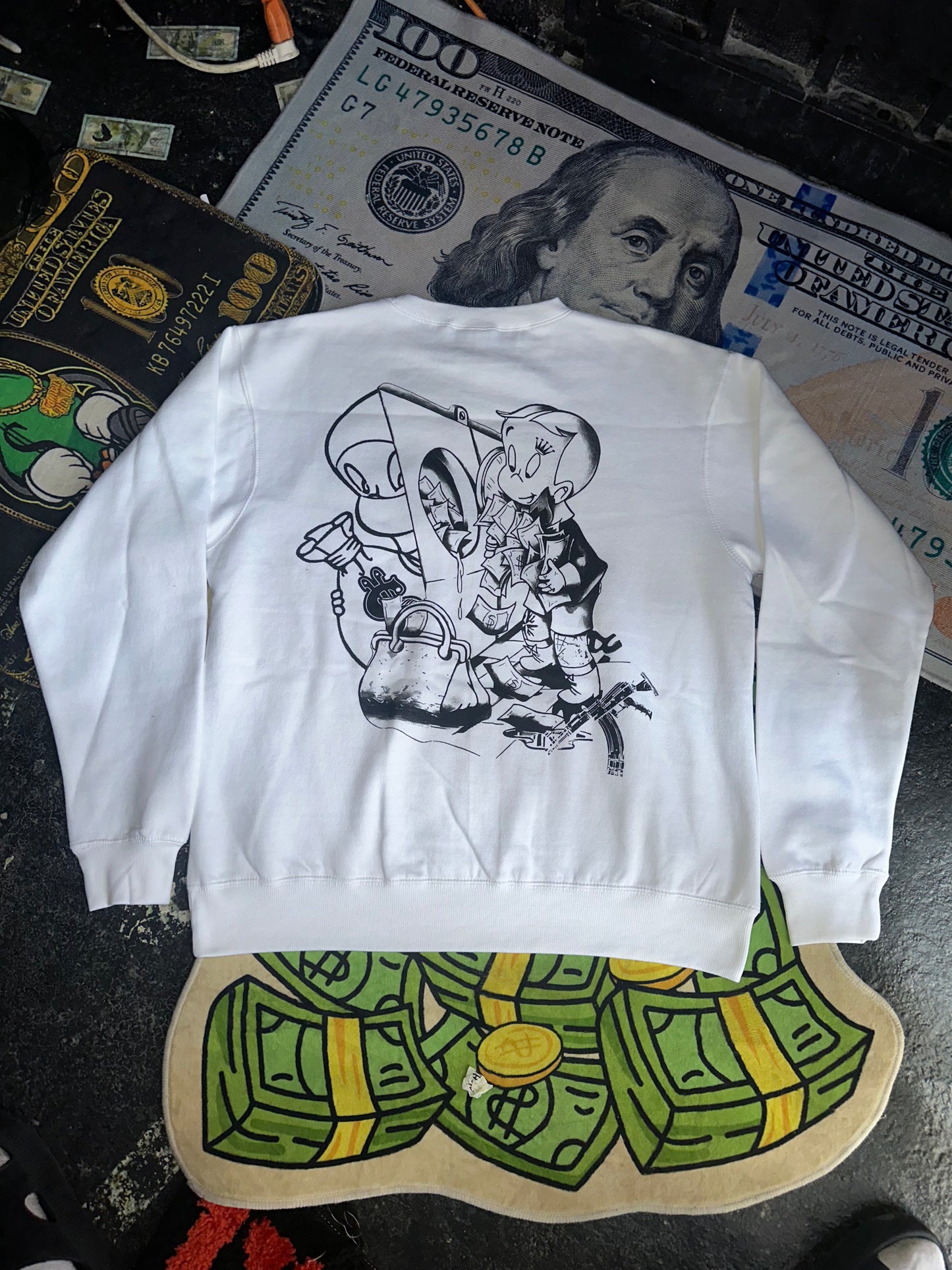 White GreedyBoyz crewneck