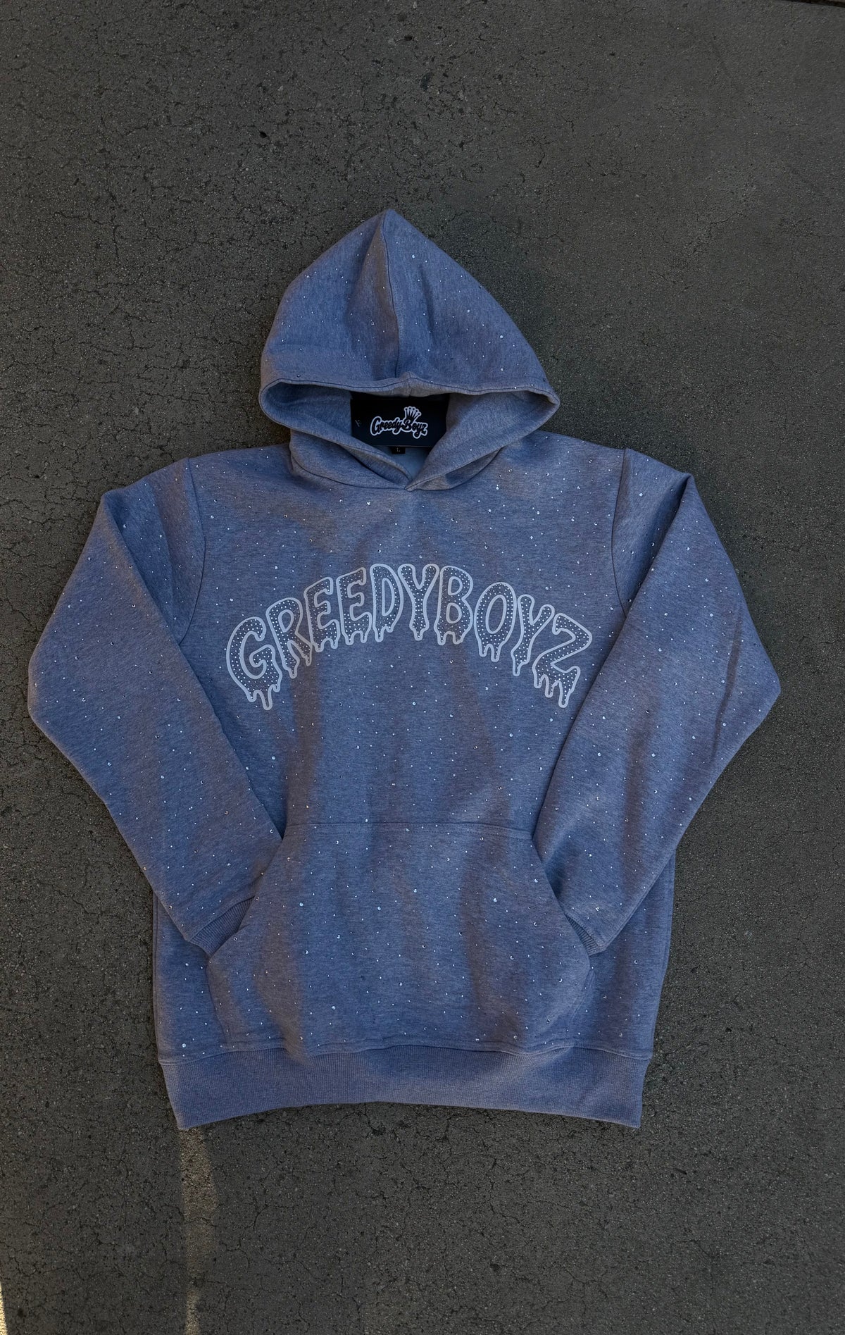 GRY-Rhinestone Hoodie ￼