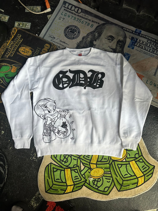 White GreedyBoyz crewneck