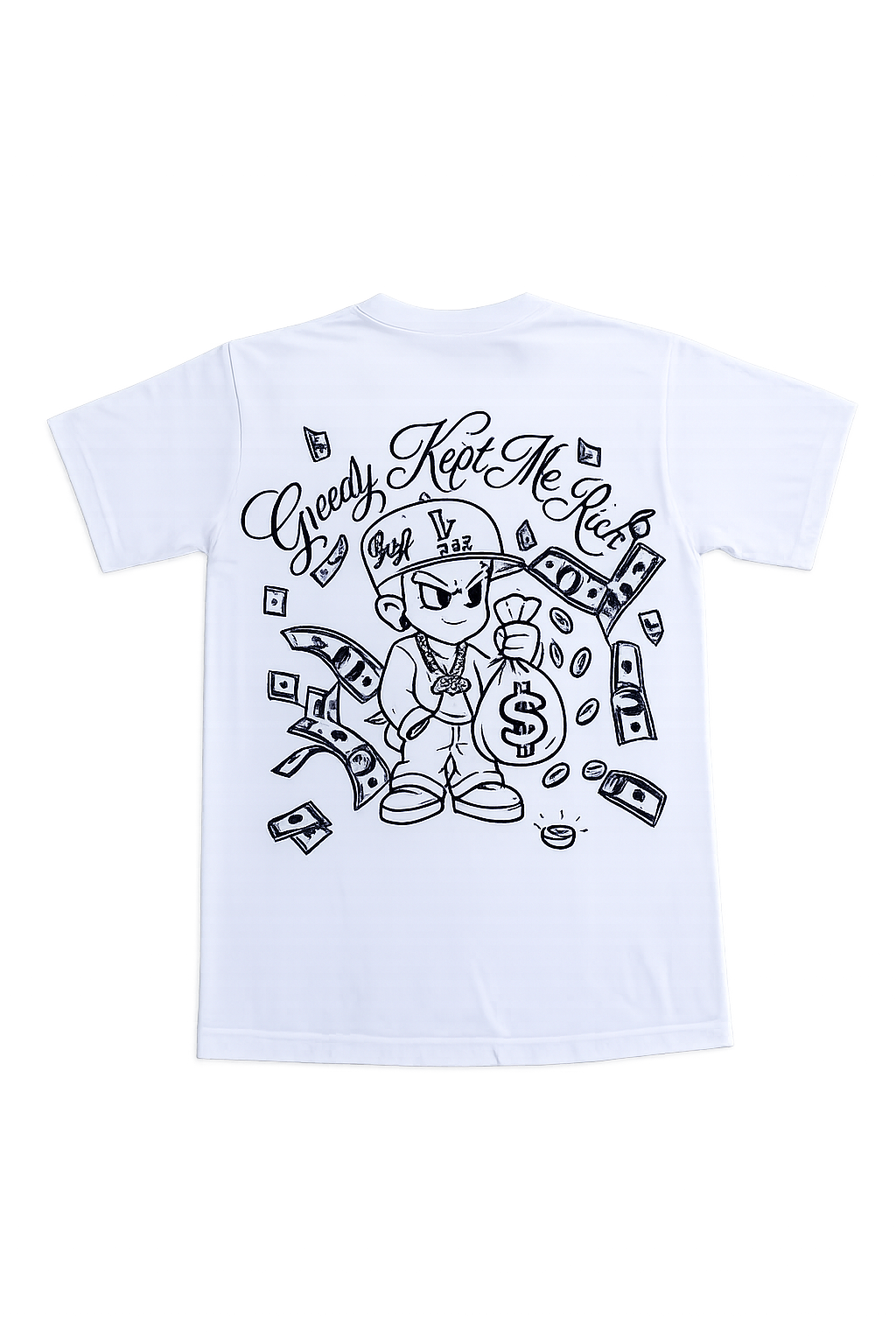 White Greedy T-shirt ￼
