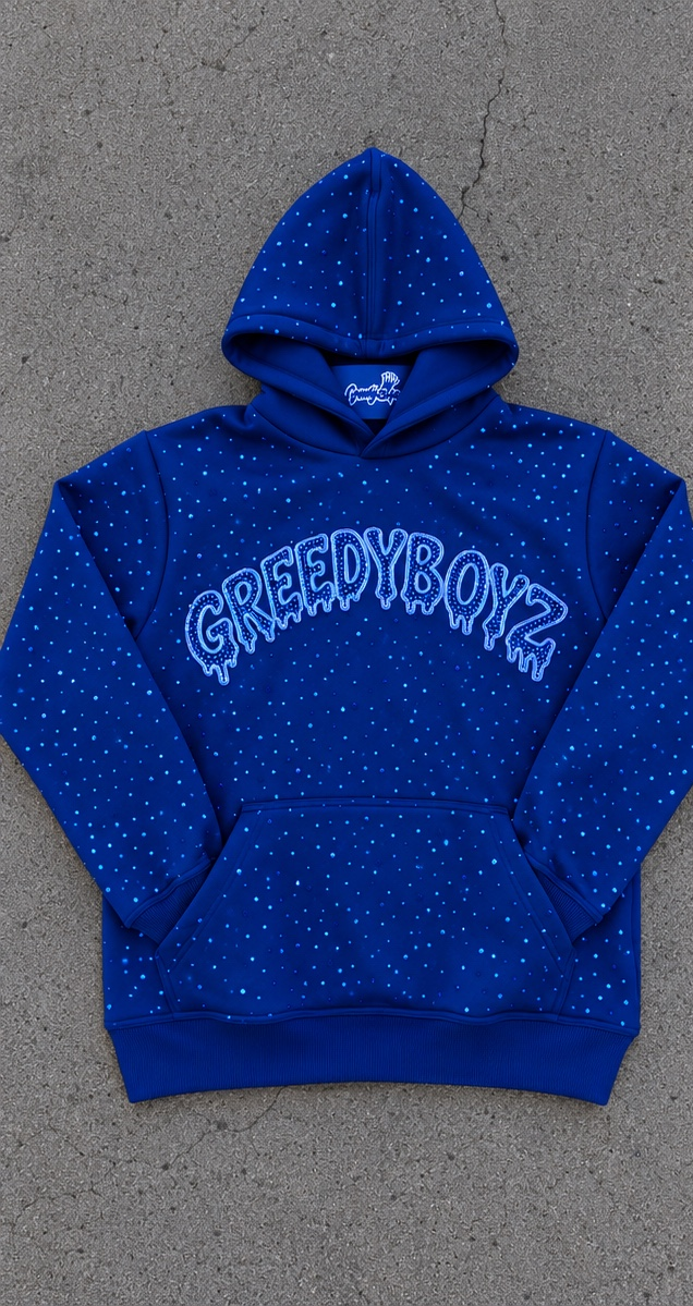 Blue-Rhinestone Hoodie