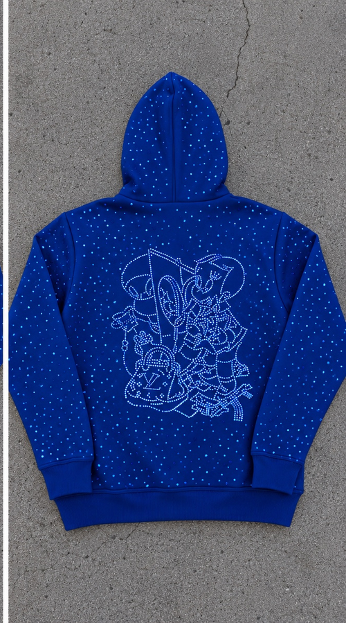 Blue-Rhinestone Hoodie